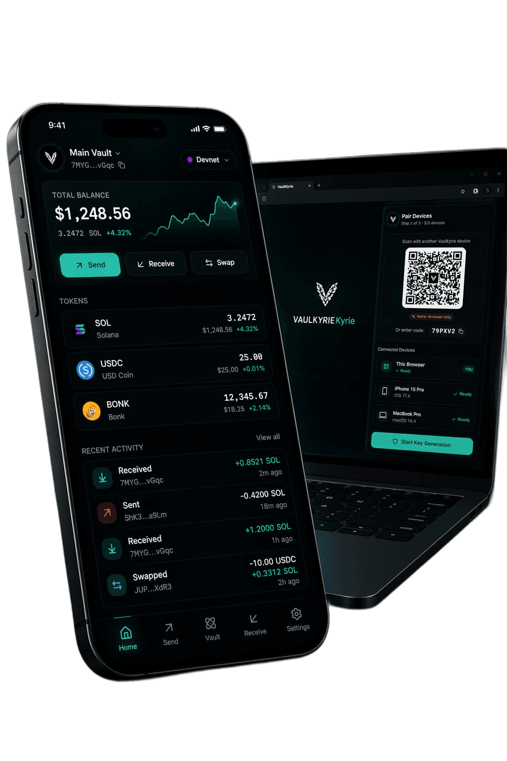 Vaulkyrie multi-device wallet